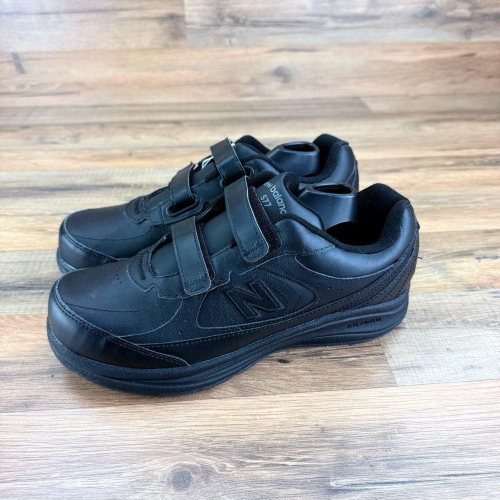 New Balance 577 Size 9.5 Walking Shoes Womens Black Leather Adjustable L…